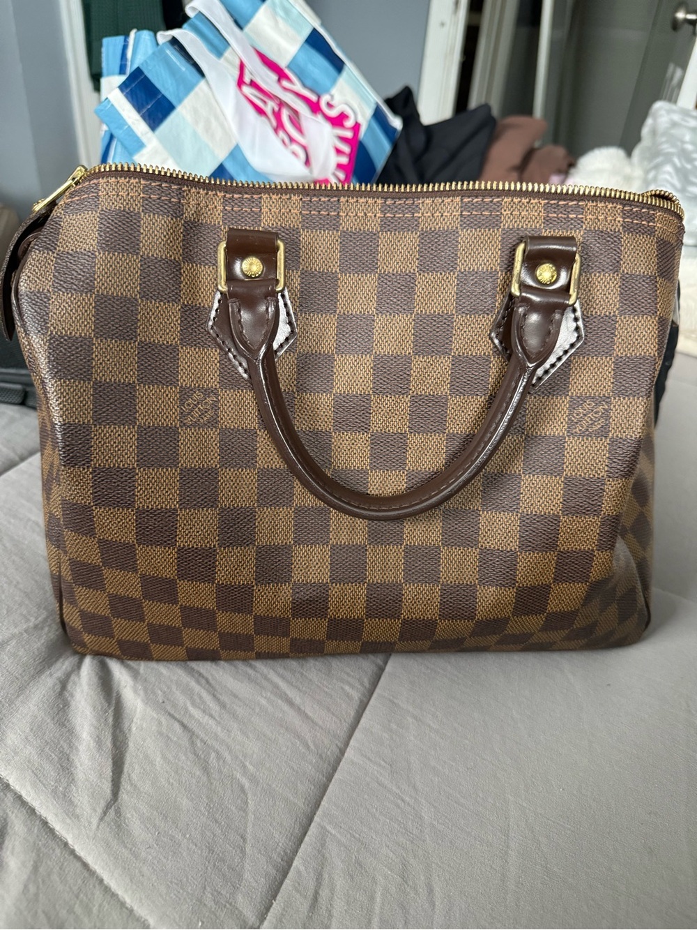 Louis Vuitton Brown Damier Ebene Speedy-Inspired Tote